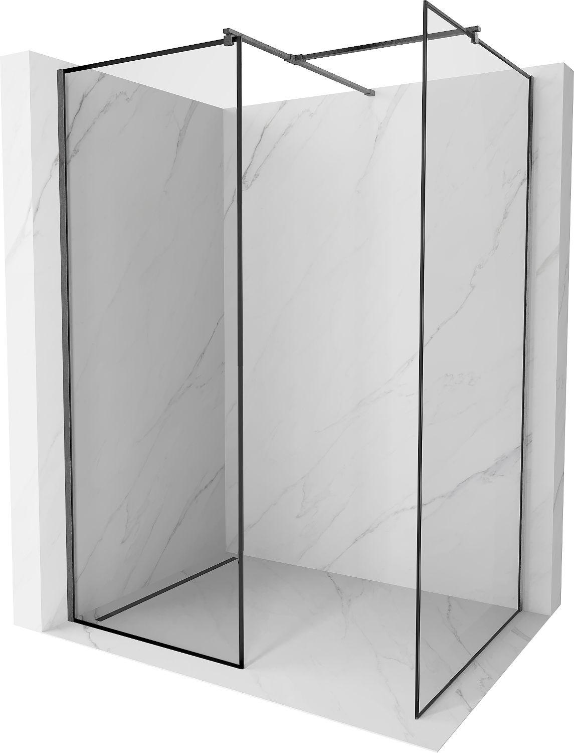 Mexen Kioto ścianka prysznicowa Walk-in 100 x 80 cm, czarna ramka, gun gray szczotkowany - 800-100-202-66-70-080
